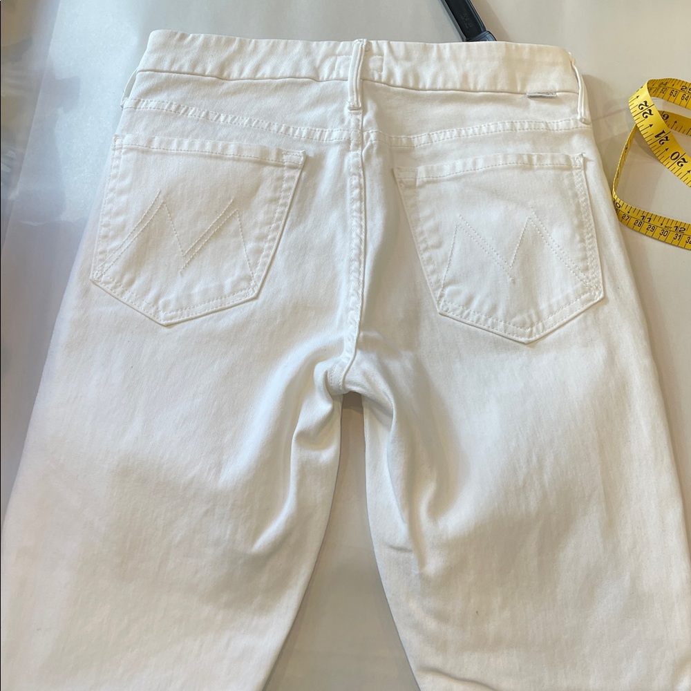 MOTHER The Looker Crop Jeans Glass Slipper Wash White Denim Size 27 High Waist - Picture 5 of 7